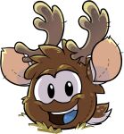  alpha_channel ambiguous_gender club_penguin full-length_portrait horn looking_at_viewer official_art open_mouth portrait puffle reindeer_puffle solo unknown_artist upper_teeth_only 