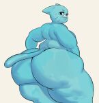  absurd_res anthro big_butt black_eyes blue_body butt cartoon_network domestic_cat felid feline felis female hi_res huge_butt huge_thighs mammal nicole_watterson nondelismell nude solo the_amazing_world_of_gumball thick_thighs wide_hips 