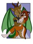  canid canine canis coyote cuddling dragon eyes_closed female jewelry licking male male/female mammal necklace tabbiewolf tongue tongue_out wings 