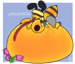  antennae_(anatomy) anthro areola arthropod arthropod_abdomen bee belly belly_expansion belly_inflation bie_(beefuccer) big_belly big_breasts big_butt black_sclera blush bottomwear breasts brown_hair brown_nipples butt clothed clothing dialogue expansion female flower foamytail footwear fur glistening glistening_belly glistening_breasts hair hand_on_own_belly hands_on_belly hi_res huge_breasts huge_butt huge_thighs hymenopteran hyper hyper_belly hyper_breasts inflation insect liquid_inflation long_tongue lying multicolored_hair neck_tuft nipples on_front pink_flower plant purple_eyes resting_on_belly shirt shoes simple_background smile solo striped_hair text thick_thighs tongue topwear tuft wide_hips wings yellow_body 