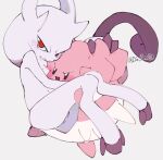  ambiguous_gender anthro blissey blush carrying duo generation_1_pokemon generation_2_pokemon itz_smi73 legendary_pokemon looking_at_viewer mega_evolution mega_mewtwo mega_mewtwo_y mewtwo nintendo open_mouth pokemon pokemon_(species) pokemon_unite red_eyes simple_background white_background white_body 