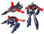  absurdres aircraft airplane canopy_(aircraft) choujikuu_yousai_macross clenched_hands fighter_jet fusion gerwalk highres jet k16_(r_area2019) macross mazinger_(series) mazinger_z mazinger_z_(mecha) mecha military_vehicle multiple_views no_humans robot roundel variable_fighter vf-1 white_background yellow_eyes 