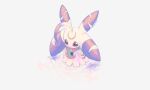  1other artist_name crescent digimon digimon_(creature) full_body kira_(kira_dra) lunamon no_humans red_eyes simple_background solo watermark white_background 