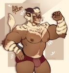  alter_hrothgar barazoku catshark_(artist) claws clothing felid final_fantasy final_fantasy_xiv fur hi_res horn hrothgar male mammal muscular muscular_male nipples pecs solo square_enix teeth underwear 