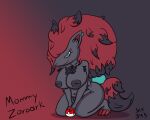  anthro big_breasts breasts female generation_5_pokemon grey_nipples inverted_nipples mature_female nintendo nipples pokeball pokemon pokemon_(species) simple_background six343 solo zoroark 