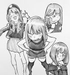  angry arima_kana black_socks blush greyscale happy hat monochrome open_mouth oshi_no_ko samipeko school_uniform short_hair smile socks sweater unhappy white_socks youtou_high_school_uniform 