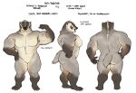  american_badger anthro badger big_butt butt english_text female flexing_bicep glitterawrxd mammal model_sheet muscular muscular_female mustelid musteline reference_image solo text thick_thighs 