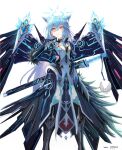  absurdres aimu_(angry9565) animal_ear_fluff animal_ears armor armored_boots armored_dress artist_name blue_hair blue_halo boots cat_ears closed_mouth code:_sariel_(elsword) code:_ultimate_(elsword) elsword energy eve_(elsword) extra_ears full_body gloves halo highres holding holding_sword holding_weapon jewelry katana kemonomimi_mode long_hair looking_at_viewer mask mechanical_gloves mechanical_wings pointing pointing_at_viewer rimuru_tempest sheath sheathed shoulder_armor smirk spikes sword tensei_shitara_slime_datta_ken twitter_username watermark weapon white_background wings yellow_eyes 
