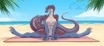 anthro beach beach_towel big_breasts blue_eyes breast_squish breasts bush_viper claws day female genitals hi_res katfishcom long_tail nipples non-mammal_breasts non-mammal_nipples old_world_viper outside pupils pussy reptile sand scalie seaside sitting sk slit_pupils smile snake solo spread_legs spreading squish tail thick_tail toe_claws towel vero_(sand0x) viper 