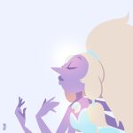  1girl closed_eyes closed_mouth colored_skin dress extra_arms highres long_hair ponytail puccadraws purple_skin sidelocks sleeveless sleeveless_dress solo steven_universe very_long_hair white_hair 