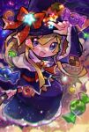  1girl blonde_hair blue_eyes blush broom broom_riding candy cookie doradorakingyo food hat lollipop long_hair looking_at_viewer madou_monogatari multiple_others open_mouth puyo_(puyopuyo) puyopuyo smile witch_(puyopuyo) witch_hat 