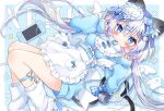  1girl angel_day animal_ears apron bell blue_bow blue_eyes blush bow cat_ears cat_girl cat_hair_ornament cat_tail grey_hair hair_ornament hairclip heart highres jersey_maid low_twintails maid multicolored_hair nintendo_switch original pink_hair plaid plaid_bow solo streaked_hair tail tail_bell tail_bow tail_ornament twintails unconventional_maid white_apron white_leg_warmers white_wings wings yukine zipper 