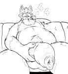 anthro canid canine close-up effses effses_(character) facial_hair fluffy foreskin fox furniture genitals hairy looking_at_viewer looking_down_at_viewer male mammal mustache nude on_sofa penis pipe sitting sitting_on_sofa slightly_chubby smoking_pipe sofa solo 