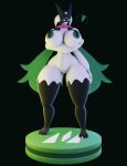 animated anthro big_breasts big_butt blender_(software) breasts butt curvy_figure darkdraketom female fur generation_9_pokemon green_body green_fur hand_on_leg hand_on_thigh holding_breast mask meowscarada nintendo pokemon pokemon_(species) red_eyes short_playtime simple_background solo thick_thighs toned_female turntable_(animation) 