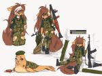  2023 absurd_res anthro apogee_(tinygaypirate) assault_rifle bandage blood bodily_fluids camo camo_clothing camo_print canid canine canis clothed clothing digital_media_(artwork) domestic_dog female female_anthro floppy_ears fur gesture gloves gun hair handwear hi_res kemono long_hair mammal marine multiple_images notched_ear pattern_clothing piercing pinniped ranged_weapon rifle rocket_launcher seal solo spitz tattoo thumbs_up tinygaypirate weapon wounded 
