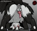  all_fours angry animal_genitalia animal_penis anus ass_up balls black_body black_fur butt canid canine canine_genitalia canine_penis darkened_genitalia digital_media_(artwork) erection feet feral fur generation_3_pokemon genitals grey_body hi_res knot looking_at_viewer male mammal mightyena nintendo penis pokemon pokemon_(species) presenting puffy_anus rapistwerewolf rear_view red_eyes simple_background soles solo tail teeth 