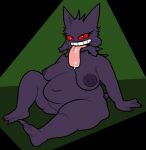 anthro big_breasts breasts eyelashes female generation_1_pokemon gengar ghost long_tongue navel nintendo nude obese obese_female overweight overweight_female pokemon pokemon_(species) purple_body purple_skin sitting solo spirit teeth tongue tongue_out whiteraff 