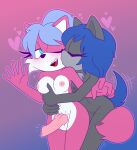  alonwoof animal_genitalia animal_penis anthro balls blue_hair breasts canid canine canis digital_media_(artwork) duo embrace erection eyes_closed fan_character female female/female fluffy fluffy_tail fur genitals grey_body grey_fur gynomorph hair half-closed_eyes hug hugging_from_behind intersex kate_the_wolf kissing_cheek mammal narrowed_eyes nipples nude one_eye_closed penis pink_body pink_fur ponytail pussy sega simple_background slightly_chubby smile socks_the_wolf sonic_the_hedgehog_(series) tail thanu trans_(lore) trans_woman_(lore) wolf 