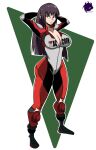  absurdres biker_clothes bikesuit bodysuit breasts cleavage cosplay frankdrawings highres ijiranaide_nagatoro-san jumpsuit long_hair red_bikesuit resident_evil sunomiya_hana thighs triangle white_background wide_sleeves zipper 