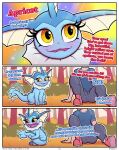  2023 absurd_res blush bnbigus bodily_fluids border comic crying dialogue digital_media_(artwork) eeveelution english_text female generation_1_pokemon glowing glowing_eyes happy hi_res mammal nintendo pokemon pokemon_(species) signature tail tail_motion tailwag tears text vaporeon white_border 