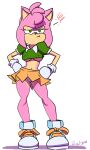  amy_rose anthro breasts clothing ctankomega eulipotyphlan female frown hands_on_hips hedgehog hi_res looking_at_viewer mammal midriff panties sega simple_background solo sonic_the_hedgehog_(series) under_boob underwear upskirt white_background 