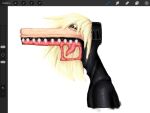  ambiguous_gender animate_inanimate avatar_(tma) black_body black_sclera black_skin blonde_hair body_horror colored creepy dreamscreep entity_(tma) fan_character gun hair hi_res living_gun living_ranged_weapon living_weapon monster nightmare_fuel not_furry ranged_weapon shaded sharp_teeth side_view slaughter_(tma) solo tan_body tan_skin teeth the_magnus_archives tongue unusual_anatomy vein void_(dreamscreep) weapon yellow_eyes 