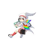  6+girls anmita_(rarutos) aosagi_hikariko black_hair blonde_hair closed_mouth hat higami_ranran hollow_song_of_birds invisible_chair looking_at_viewer multicolored_hair multiple_girls original pink_shorts pink_vest puffy_short_sleeves puffy_sleeves rainbow_wings red_socks set-taishou shirobakama_chii shirt short_hair short_sleeves shorts simple_background sitting smile socks streaked_hair tokujakubou_shiran torisumi_horou touhou transparent_background vest white_footwear white_headwear white_shirt wings yellow_eyes 