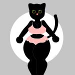  aarqon anthro big_breasts black_body black_fur blep bottomwear breasts cleavage cleavage_overflow clothed clothing felid feline female fur fuzzy hi_res looking_at_viewer mammal nipple_outline shirt shorts solo tank_top thick_thighs tongue tongue_out topwear 