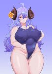  1girl absurdres ahoge blue_hair breasts commission competition_swimsuit covered_nipples curled_horns female_pubic_hair flower hair_between_eyes hair_flower hair_ornament hand_on_own_chest hand_under_clothes hand_under_swimsuit highres horn_flower horns keisar51nsfw kindred_(league_of_legends) lamb_(league_of_legends) large_breasts league_of_legends long_hair long_sleeves looking_at_viewer no_panties non-web_source official_alternate_hairstyle one-piece_swimsuit plump pubic_hair spirit_blossom_(league_of_legends) spirit_blossom_kindred swimsuit thick_thighs thighs wet wet_clothes wet_swimsuit 