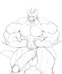  5_fingers abs anthro balls biceps big_balls big_muscles big_penis biped dragon erection fangs fingers flexing genitals hi_res horn huge_muscles huge_penis humanoid_genitalia humanoid_penis long_penis male muscular muscular_anthro muscular_male muscular_thighs nude oldshep pecs penis simple_background sketch solo spikes spikes_(anatomy) standing tail teeth thick_thighs triceps vein veiny_penis white_background 