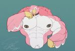  avian big_biceps big_chest big_muscles bird entitropy fur hi_res looking_at_viewer muscular navi_(navisdx) pink_body pink_fur simple_eyes solo 