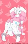  1girl alien arcee ass blue_eyes breasts highres humanoid_robot m-a-v-e-r-i-c-k medium_breasts on_floor one_eye_closed panties pink_panties red_lips robot solo thick_thighs thighs transformers underwear 