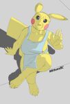  absurd_res anthro breasts claws female freckles fur generation_1_pokemon gesture hi_res high-angle_view looking_at_viewer looking_up mittensbc nintendo nipple_slip paws pikachu pokemon pokemon_(species) shaded simple_background simple_shading sketch solo waving yellow_body yellow_fur 