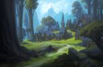  andreas_rocha artist_name building cloud european_architecture grass highres no_humans original outdoors path rock scenery tree village watermark 