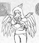  10:11 5_fingers amber_(snoot_game) animated anthro baby bottomwear clothed clothing daughter_(lore) duo fang_(gvh) feathered_wings feathers female fingers frill_(anatomy) goodbye_volcano_high hair holding_another jacket_ignites jewelry monochrome mother_(lore) mother_and_child_(lore) mother_and_daughter_(lore) necklace pants parent_(lore) parent_and_child_(lore) parent_and_daughter_(lore) pendant pterodactylus pterosaur reptile scalie shirt smile snoot_game standing topwear wings young 