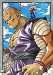  2boys alien antennae blue_jumpsuit blue_sky cape cloud crossed_arms dragon_ball dragon_ball_super dragon_ball_super_super_hero giant giant_male gohan_beast highres jumpsuit kakeru_(dbskakeru) multiple_boys orange_piccolo outdoors piccolo pointy_ears purple_jumpsuit red_eyes sky son_gohan spiked_hair standing_on_shoulder toriyama_akira_(style) white_cape white_hair 