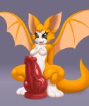  bat belly breasts crouching dildo dust:_an_elysian_tail featureless_breasts female fidget_(elysian_tail) fur hi_res knotted_dildo mammal nimbat open_mouth orange_body orange_fur orange_tail paws red_dildo sex_toy slimefur solo tail teeth veiny_dildo white_belly wings 