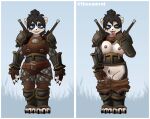  anthro areola armor bear black_body black_fur black_hair blizzard_entertainment blue_eyes bottomwear bottomwear_down breasts claws clothed clothing clothing_lift fantasy female fur genitals giant_panda hair mammal melee_weapon multicolored_body multicolored_fur nipples one_eye_closed pandaren pants pants_down partially_clothed pubes pussy scar solo teasing thecumrat tongue tongue_out topwear two_tone_body two_tone_fur undressing warcraft warrior weapon white_body white_fur wink 
