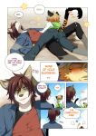  anthro canid canine canis clothing comic domestic_dog felid hi_res male mammal pantherine powfooo text tiger 