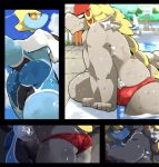  &lt;3 aerodactyl anthro blue_body blush bodily_fluids butt charmeleon clothed clothing duo erection fossil_pokemon generation_1_pokemon generation_2_pokemon generation_4_pokemon generation_7_pokemon generation_8_pokemon genitals grey_body group hi_res inteleon kommo-o legendary_pokemon lugia male male/male moesouna_gomi nintendo penis pokemon pokemon_(species) pool saliva saliva_string shaymin sky_forme_shaymin sweat towel underwear underwear_only 