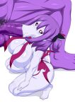  breasts corruption demon demon_girl fellatio gigantic_penis highres huge_breasts huge_penis inu-g large_breasts large_penis nukomashi_dou oral penis purple_hair tagme 