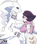  anthro bedroom_eyes big_breasts bodily_fluids breast_squish breasts breasts_frottage eyewear female female/female generation_5_pokemon glasses hi_res human larger_female legendary_pokemon mammal narrowed_eyes nintendo pokemon pokemon_(species) ratta108 reshiram seductive size_difference squish sweat wicke_(pokemon) 