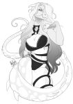  absurd_res anthro black_and_white candii clothed clothing felonlove female hair hi_res hybrid lingerie long_hair monochrome scales solo 