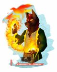  anthro blaze_wolf canid canine canis clothing fire fireball magic_user male mammal robe solo temrin wolf 