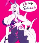  anthro breasts cleavage clothed clothing digital_media_(artwork) fake_ears fake_rabbit_ears female generation_7_pokemon hair hi_res looking_at_viewer nintendo pokemon pokemon_(species) reptile salazzle scalie solo toge77789 