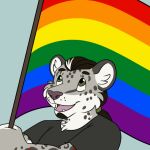  animated felid flag flag_pole lgbt_pride male mammal palehorntea pantherine pride pride_colors rainbow_flag rainbow_pride_flag rainbow_symbol snow_leopard solo umbrose 