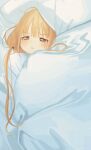  1girl blanket blonde_hair blush closed_mouth comfy futaba_anzu half-closed_eyes idolmaster idolmaster_cinderella_girls long_hair low_twintails meisa twintails very_long_hair 