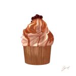  cupcake dessert food food_focus icing no_humans original signature simple_background still_life user_wkax8822 white_background 