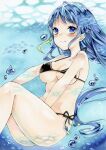  alternate_breast_size asebi bikini black_bikini blue_eyes blue_hair breasts highres kantai_collection long_hair medium_breasts samidare_(kancolle) side-tie_bikini_bottom smile submerged swimsuit very_long_hair 