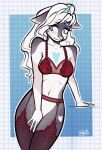  anthro clothing deer equid equine female frilly frilly_clothing frilly_underwear hair hi_res horn hybrid lingerie mammal naet pinup pose shy solo unicorn white_hair 